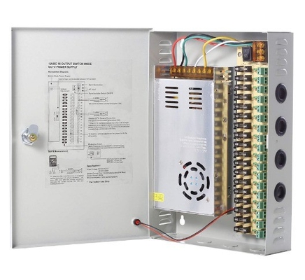 Asegure su suministro de energía CCTV con 12V DC 30A 18CH Switch Box y protección contra el exceso de temperatura