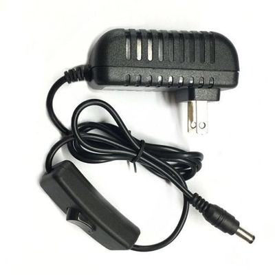 Adaptador de alimentación en negro AC100-240V 12V 2A 24W Adaptador con interruptor de encendido/apagado y conector de CC