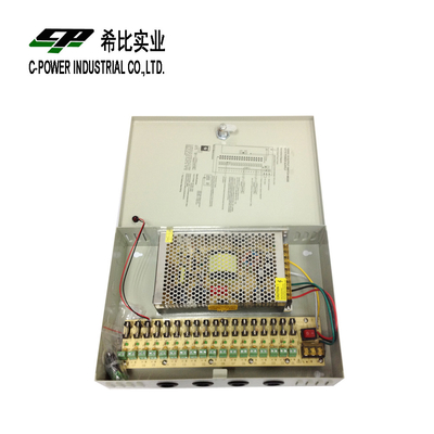 Caja de suministro de energía de 18 canales para cámara de circuito cerrado dentro de la tensión de entrada de 12V 10A DC