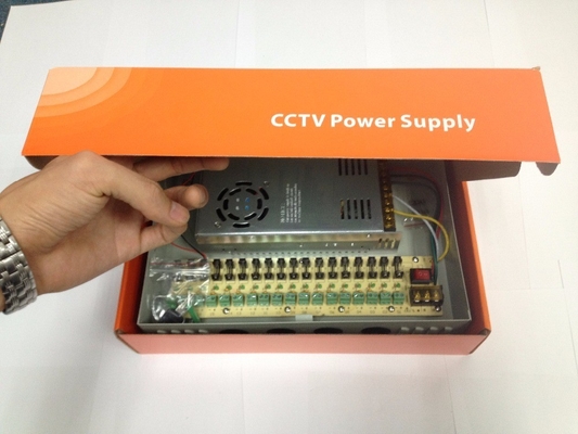 Caja de suministro de energía de 18 canales para cámara de circuito cerrado dentro de la tensión de entrada de 12V 10A DC