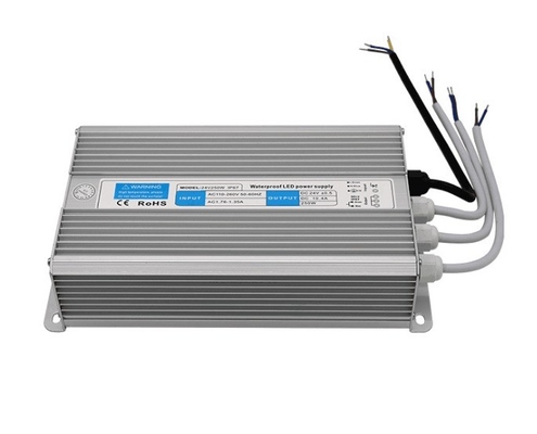 Transformador de conductor LED resistente al agua de plata de 24 V CC IP67 Aprobación CE Fuente de alimentación 250 W
