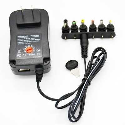 12V 2A 24W Ángulo derecho Adaptador de enchufe de corriente continua para C-Power AC100-240 Salida DC3-12V
